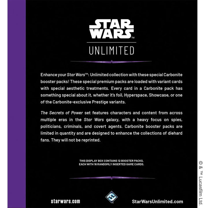 Star Wars: Unlimited - Secrets of Power - Carbonite Display (12 Booster) (EN) - Fantasy Flight Games - Card Games