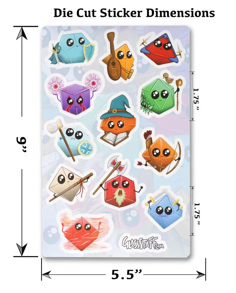 Sticker: Kawaii Dice - Classes - Glassstaff - Accessories