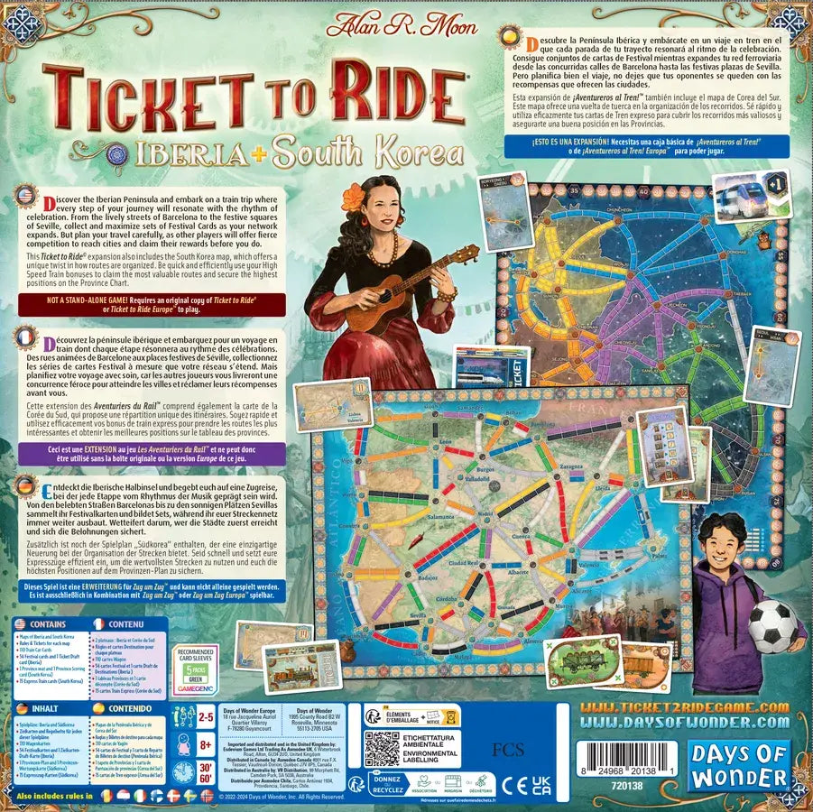 Ticket to Ride: Map Collection - Volume 8 - Iberia & South Korea (EN/DE/FR) - Days of Wonder - Board Games